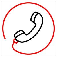 Contact Us And Service Icon Concept in red line color vector