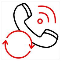 Calling Status And Service Icon Concept in red line color vector