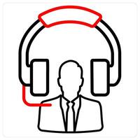 Help Center And Service Icon Concept in red line color vector