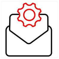 Mail Support And Service Icon in red line color vector