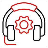 Contact Helpline And Support Icon Concept in red line color vector