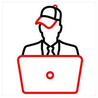 Customer Care And Support Icon Concept in red line color vector