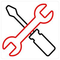 Maintenance And Support Icon Concept in red line color vector