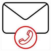 Email Support And Service Icon Concept in red line color vector