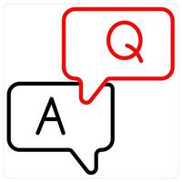 Question Answer And Query Icon Concept in red line color vector