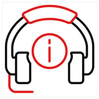 Call Support And Service Icon Concept in red line color vector