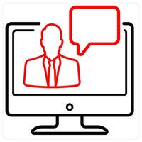 Online Chat And Conversation Icon Concept in red line color vector