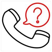 Contact Us And Support Icon Concept in red line color vector