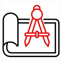Draw and drawing in red line color vector