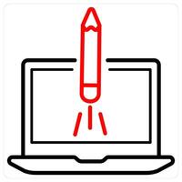 Website launch and software icon concept in red line color vector