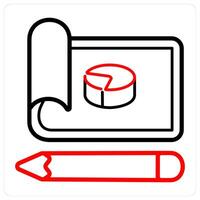 Design and Designing icon concept in red line color vector