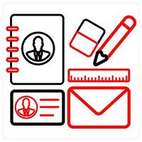 Design kit and designing icon concept in red line color vector