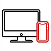 Responsive and device icon concept in red line color vector