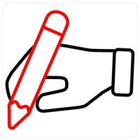 Writing and write icon concept in red line color vector