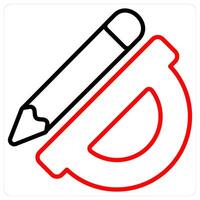 Geometry and math icon concept in red line color vector