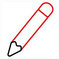 Pencil and art icon in red line color vector