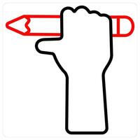Pencil and art concept in red line color vector