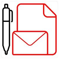 Write document and copywirte icon concept in red line color vector