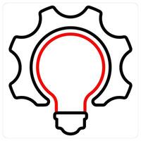 Bulb and innovation icon concept in red line color vector