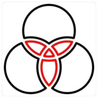 Circles and intersection icon concept in red line color vector