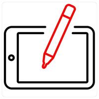 Sketch and draw icon concept in red line color vector