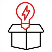 Box and innovation icon concept in red line color vector
