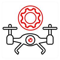 Drone maintenance icon concept in red line color vector