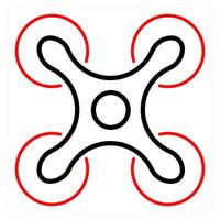 Drone and camera icon concept in red line color vector