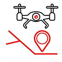 Drone location icon concept in red line color vector