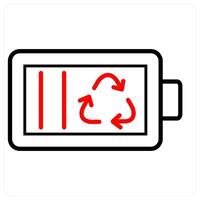 Battery and ecology icon concept in red line color vector