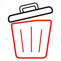 Recycle Bin and delete icon concept in red line color vector