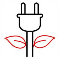 Eco Power and energy icon concept in red line color vector