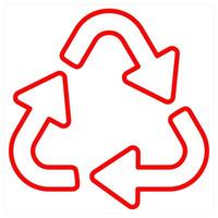 Recycle and symbols icon concept in red line color vector