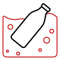 Recycle Bottle and ecology icon concept in red line color vector