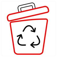 Recycle Bin and trash icon concept in red line color vector