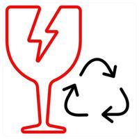 Garbage Glass and environment icon concept in red line color vector