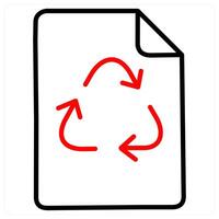 Recycled Paper and document icon concept in red line color vector