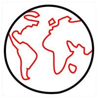 Earth and environment icon concept in red line color vector