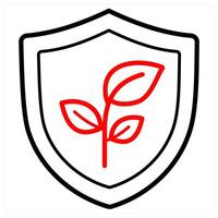 Protect Environment and humanity icon concept in red line color vector