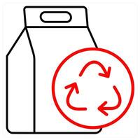 Garbage and recycle icon in red line color vector