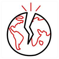 Earthquake and damage icon concept in red line color vector