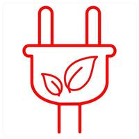 Green Energy and ecology icon concept in red line color vector
