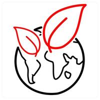 Ecology and environment concept in red line color vector