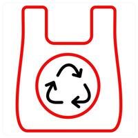 Recycle Bag and recycle icon concept in red line color vector