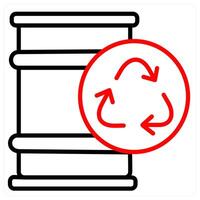 Recycle Battery and ecology icon concept in red line color vector