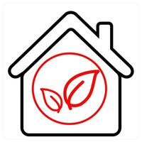 Eco House and ecology concept in red line color vector