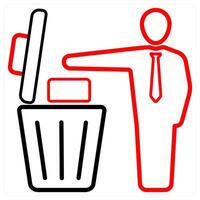 Use Bin and recycle icon concept in red line color vector