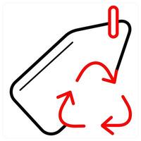 Recycle Tag and tag icon concept in red line color vector