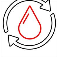 Water Recycling and recycle icon concept in red line color vector