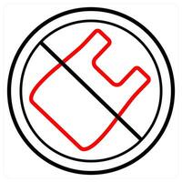 Plastic Prohibited and forbidden icon concept in red line color vector